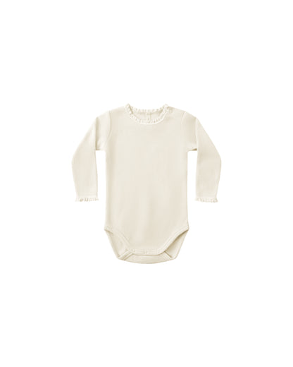 Quincy Mae Waffle Long Sleeve Bodysuit - Natural