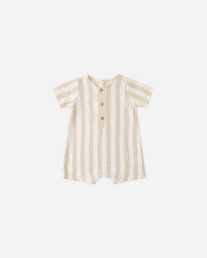 Quincy Mae Short Sleeve Woven Romper - Summer Stripe