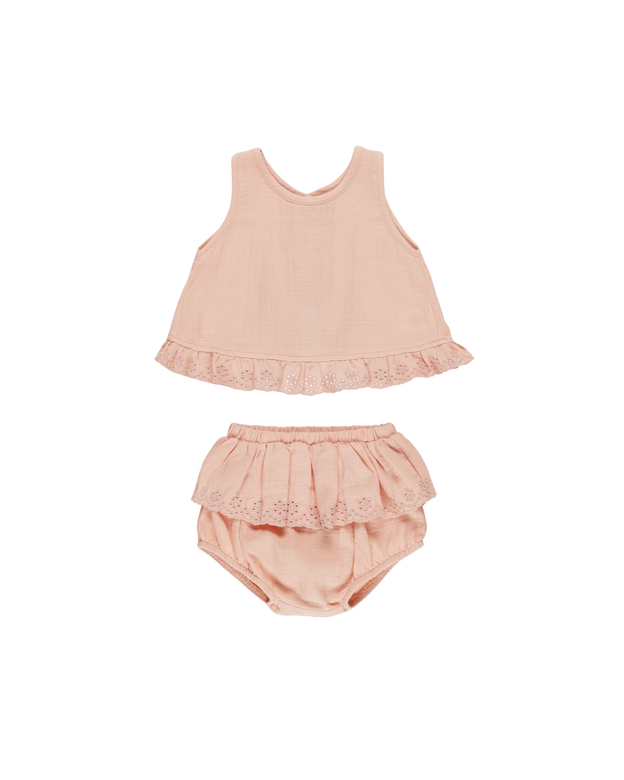 Quincy Mae Ruffled Tulip Top + Bloomer Set - Melon