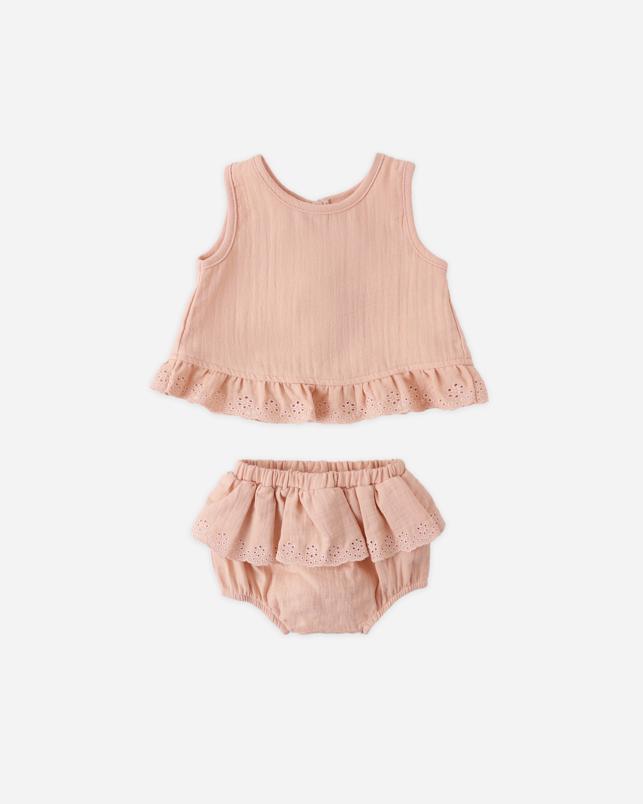 Quincy Mae Ruffled Tulip Top + Bloomer Set - Melon