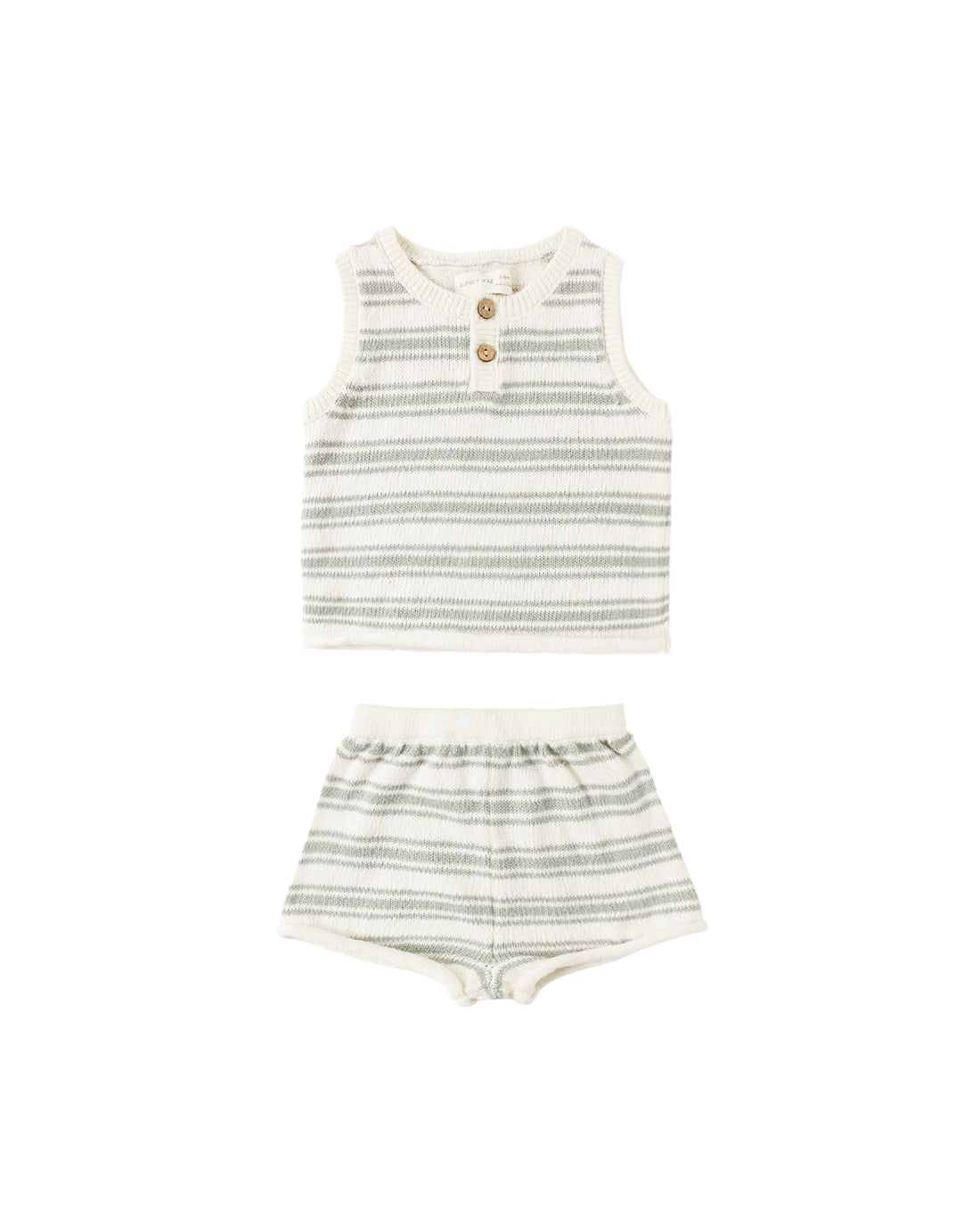 Quincy Mae Taylor Knit Set - Sage Stripe