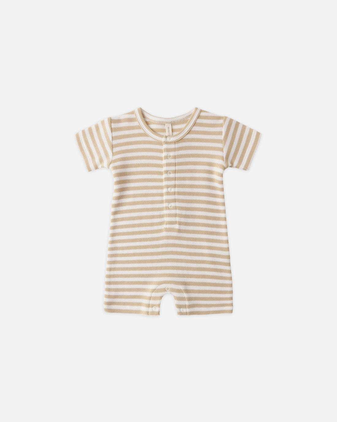 Quincy Mae Waffle Snap Romper - Butterscotch Stripe