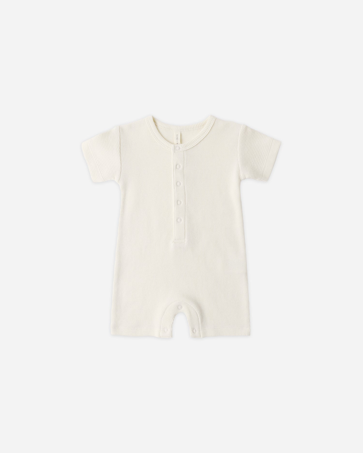 Quincy Mae Waffle Snap Romper - Natural
