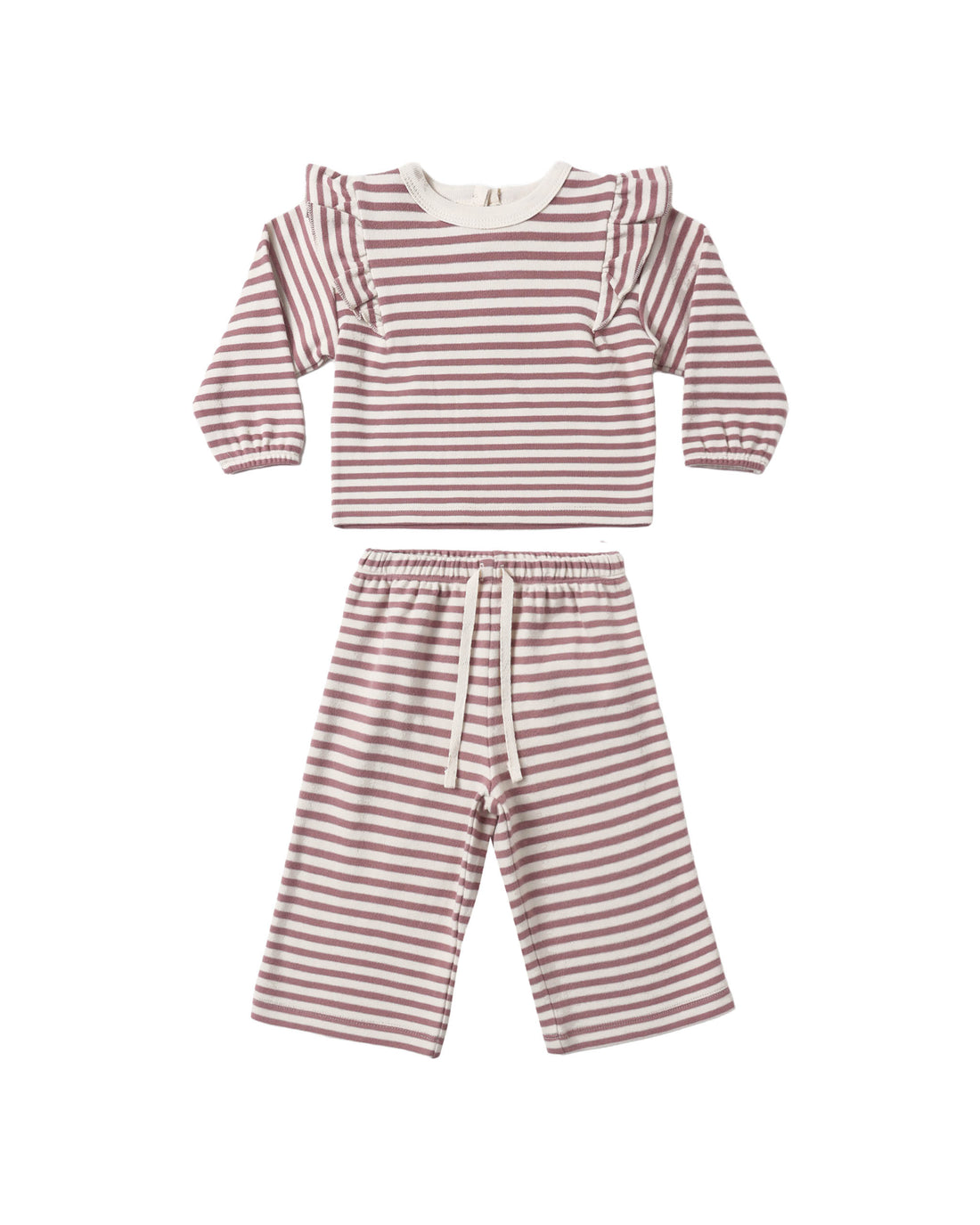 Quincy Mae Ruffle Cozy Set - Mulberry Stripe