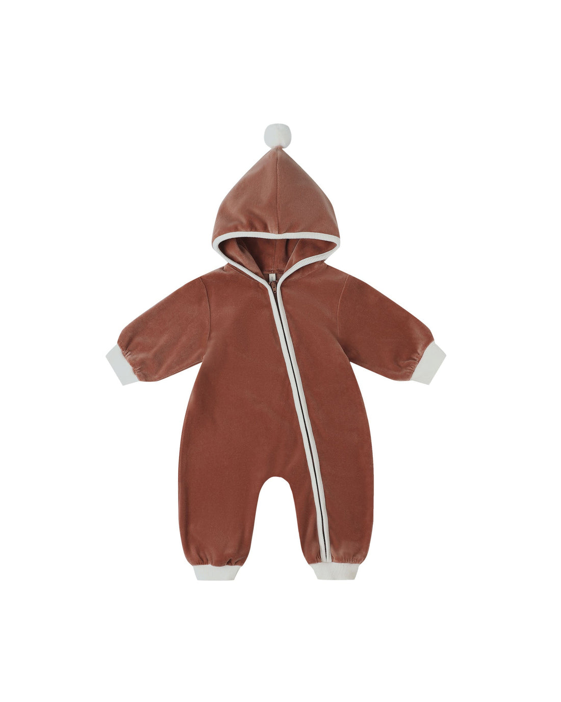 Quincy Mae Velour Zip Jumpsuit - Cranberry