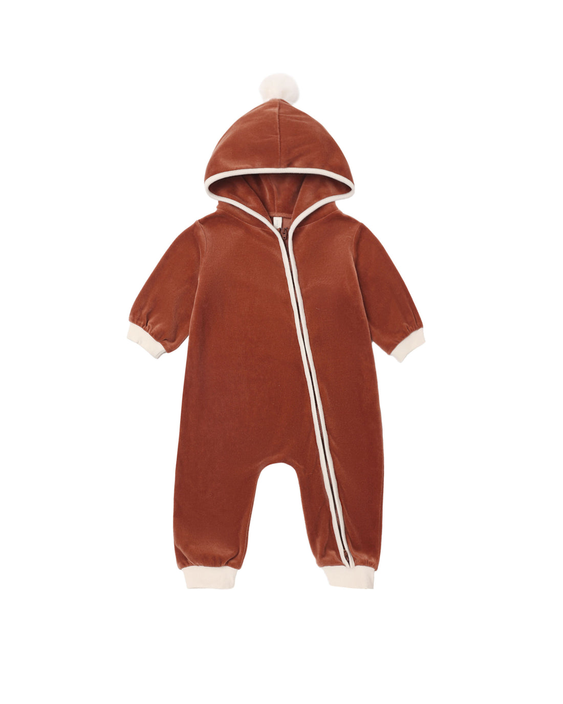 Quincy Mae Velour Zip Jumpsuit - Redwood