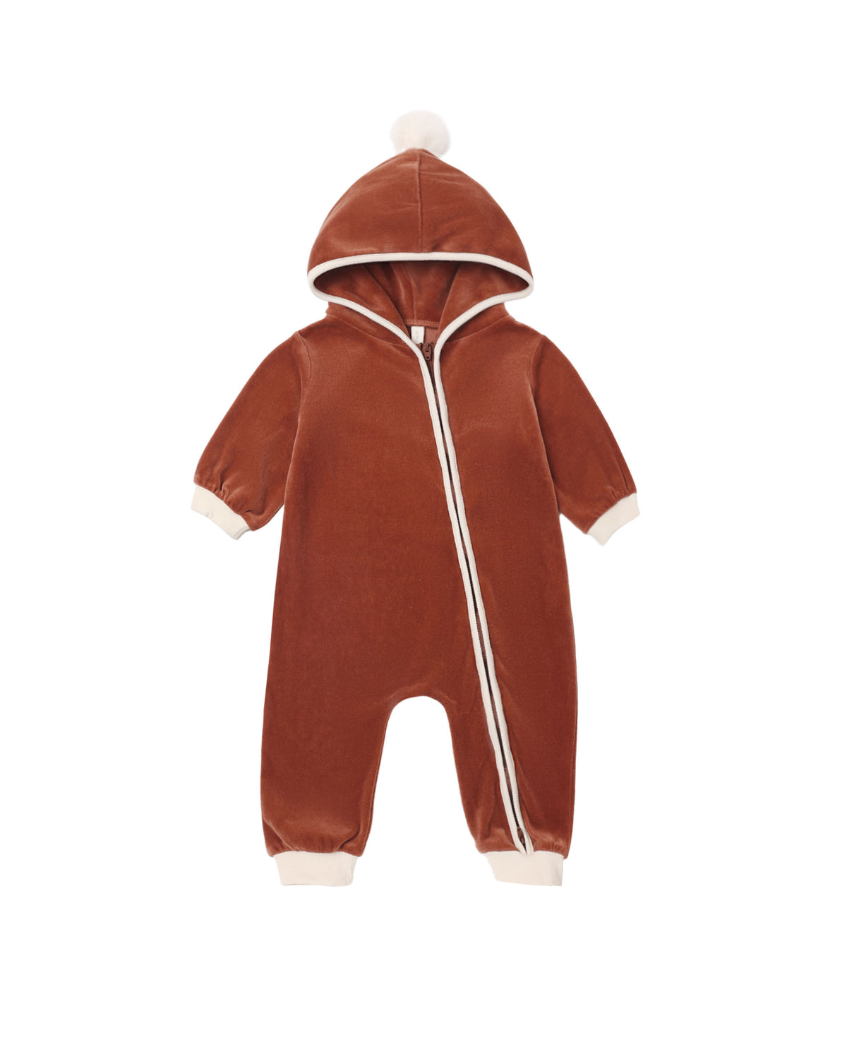 Quincy Mae Velour Zip Jumpsuit - Redwood
