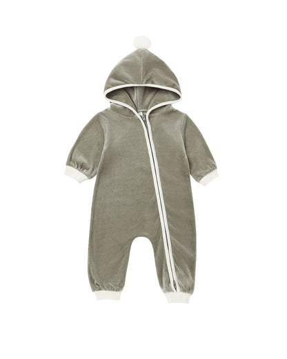 Quincy Mae Velour Zip Jumpsuit - Spruce