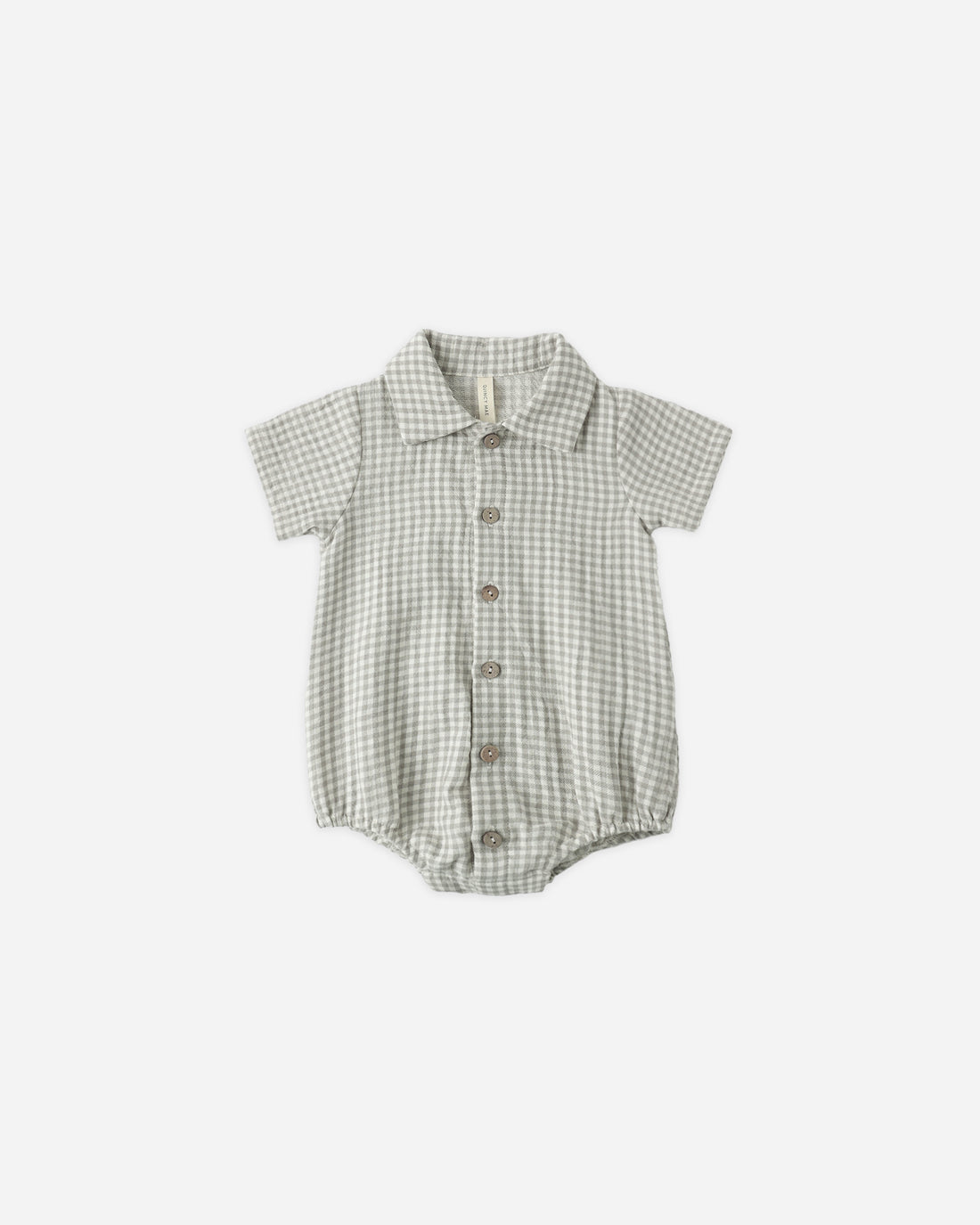 Quincy Mae Matteo Romper - Sage Gingham