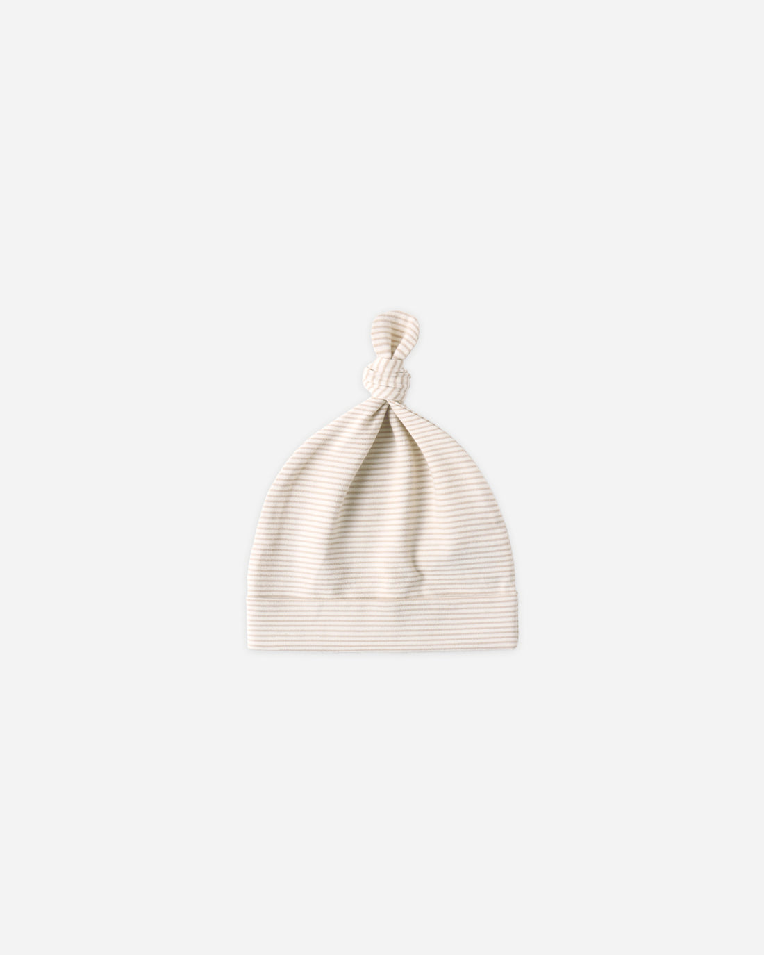 Quincy Mae Knotted Baby Hat - Oat Micro Stripe