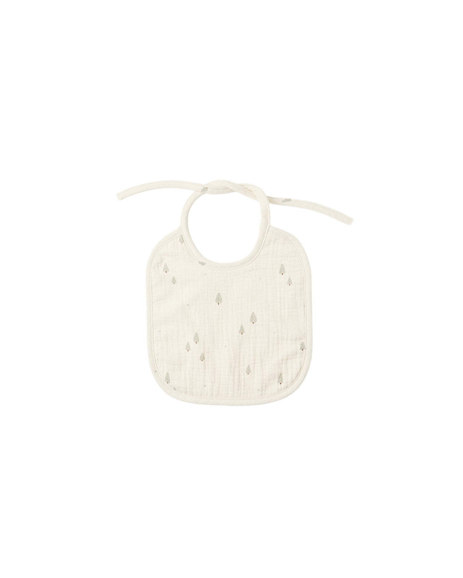 Quincy Mae Woven Tie Bib - Trees