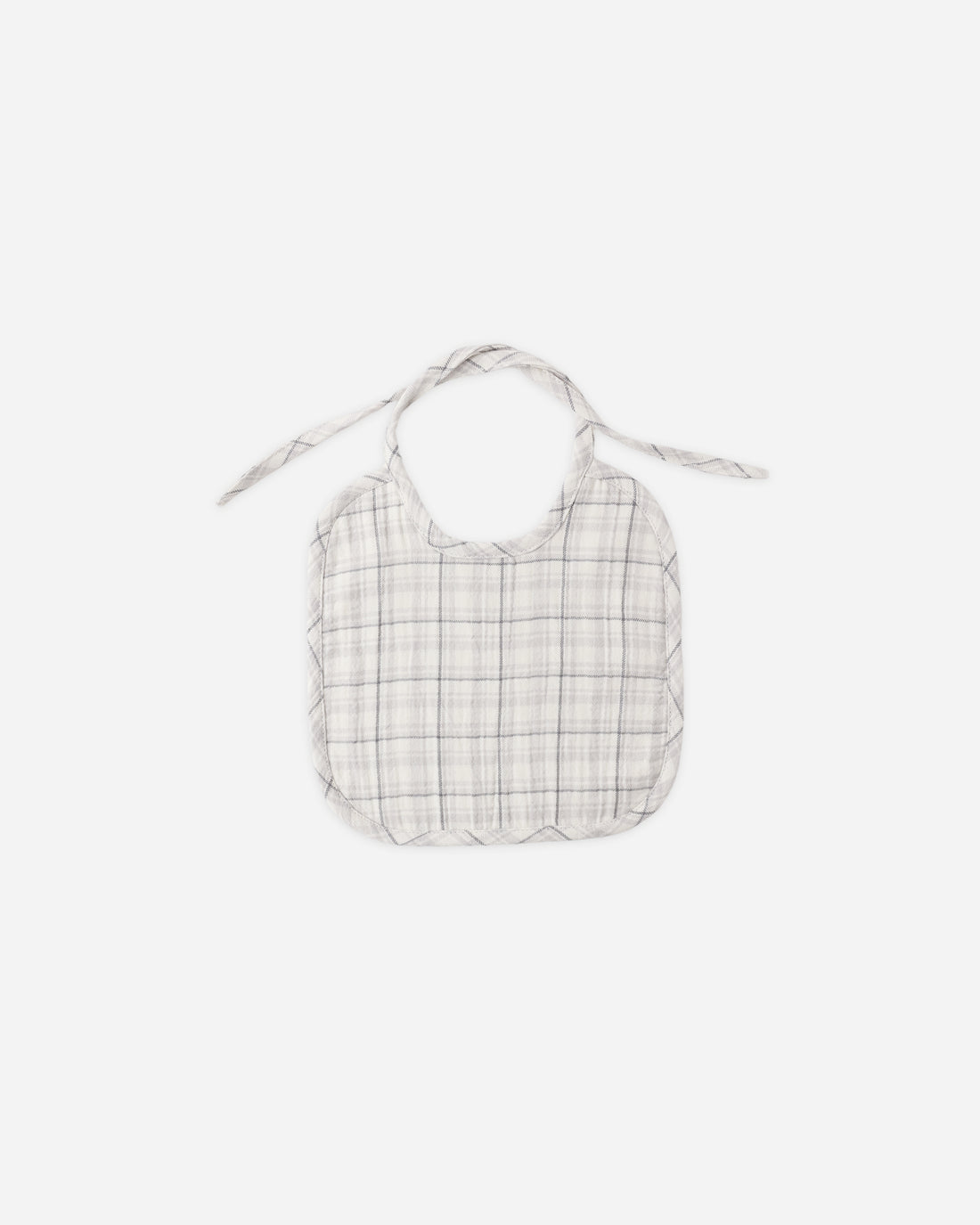 Quincy Mae Woven Tie Bib - Blue Plaid
