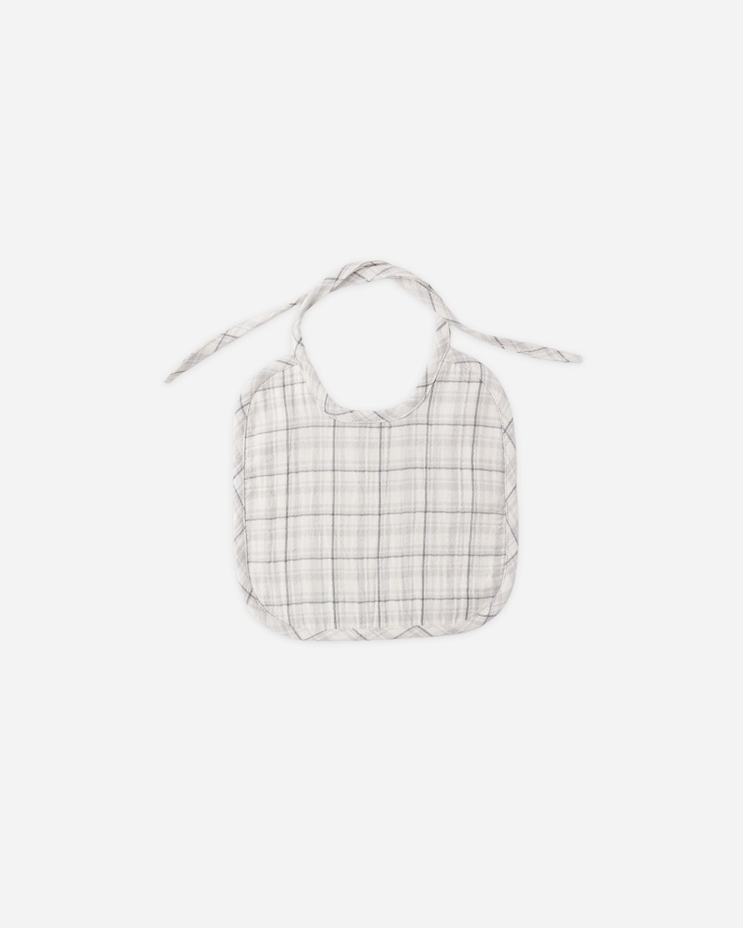 Quincy Mae Woven Tie Bib - Blue Plaid