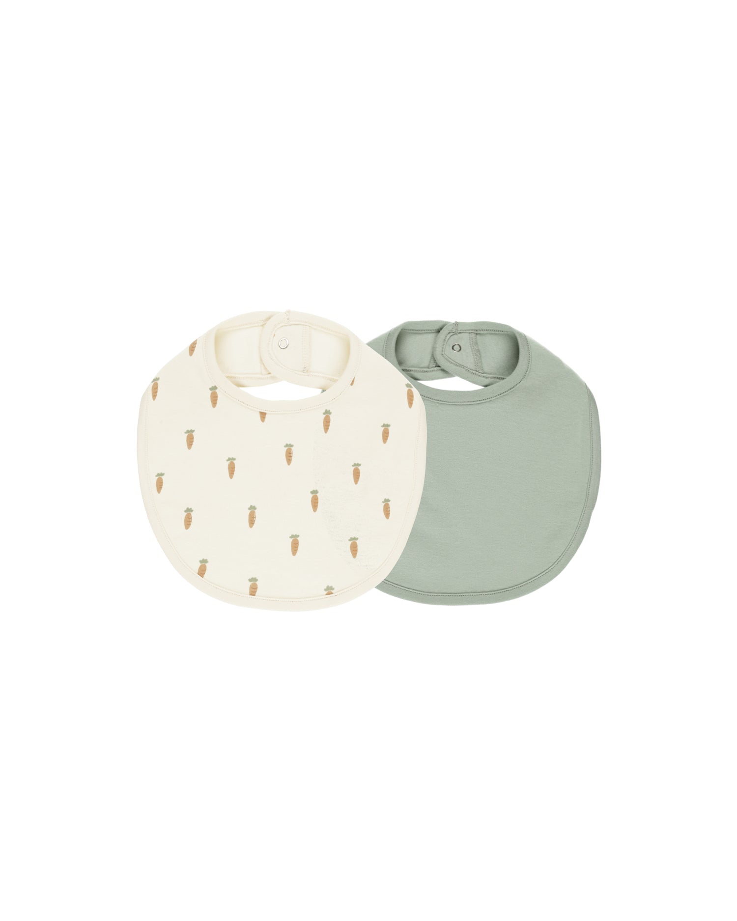Quincy Mae Jersey Snap Bib, 2 Pack - Carrots, Sage