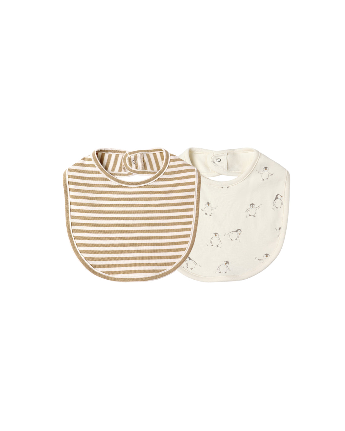 Quincy Mae Jersey Snap Bib, 2 Pack - Gold Strip, Penguins