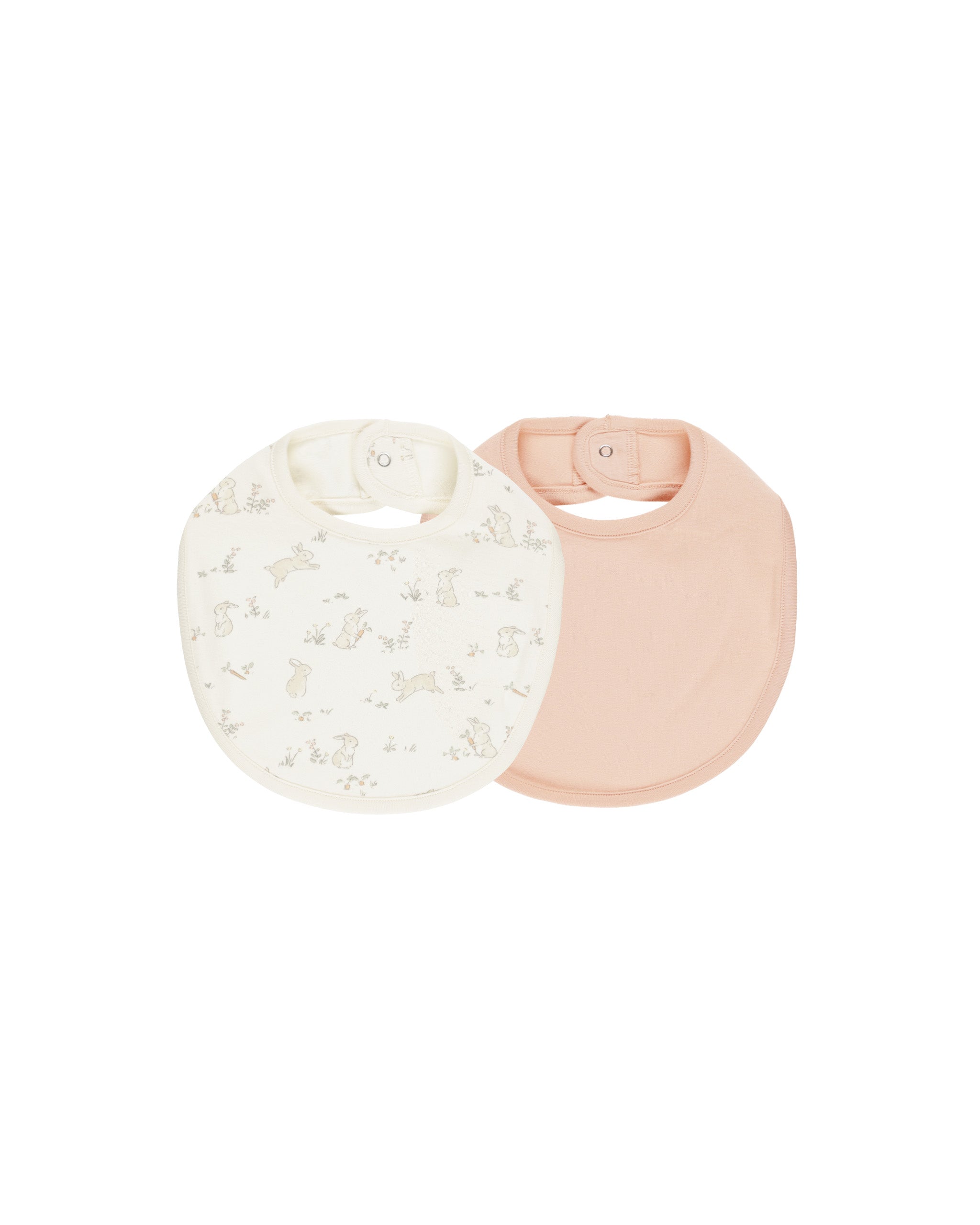 Quincy Mae Jersey Snap Bib, 2 Pack - Bunnies, Melon