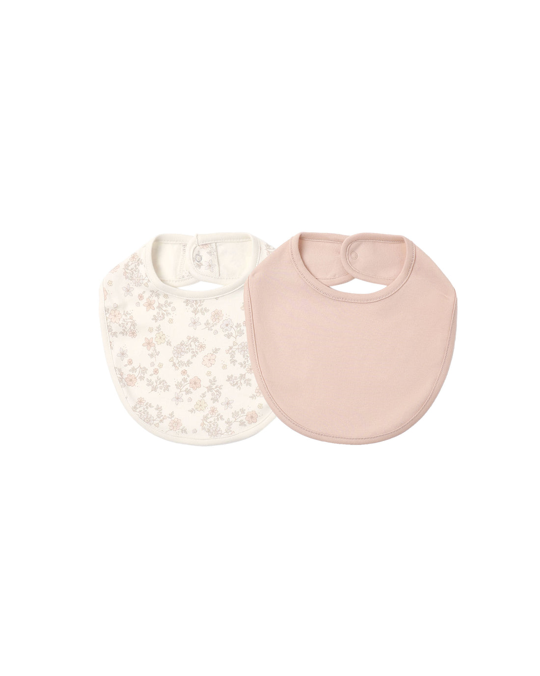 Quincy Mae Jersey Snap Bib, 2 Pack - Floral Vine, Dusty Rose