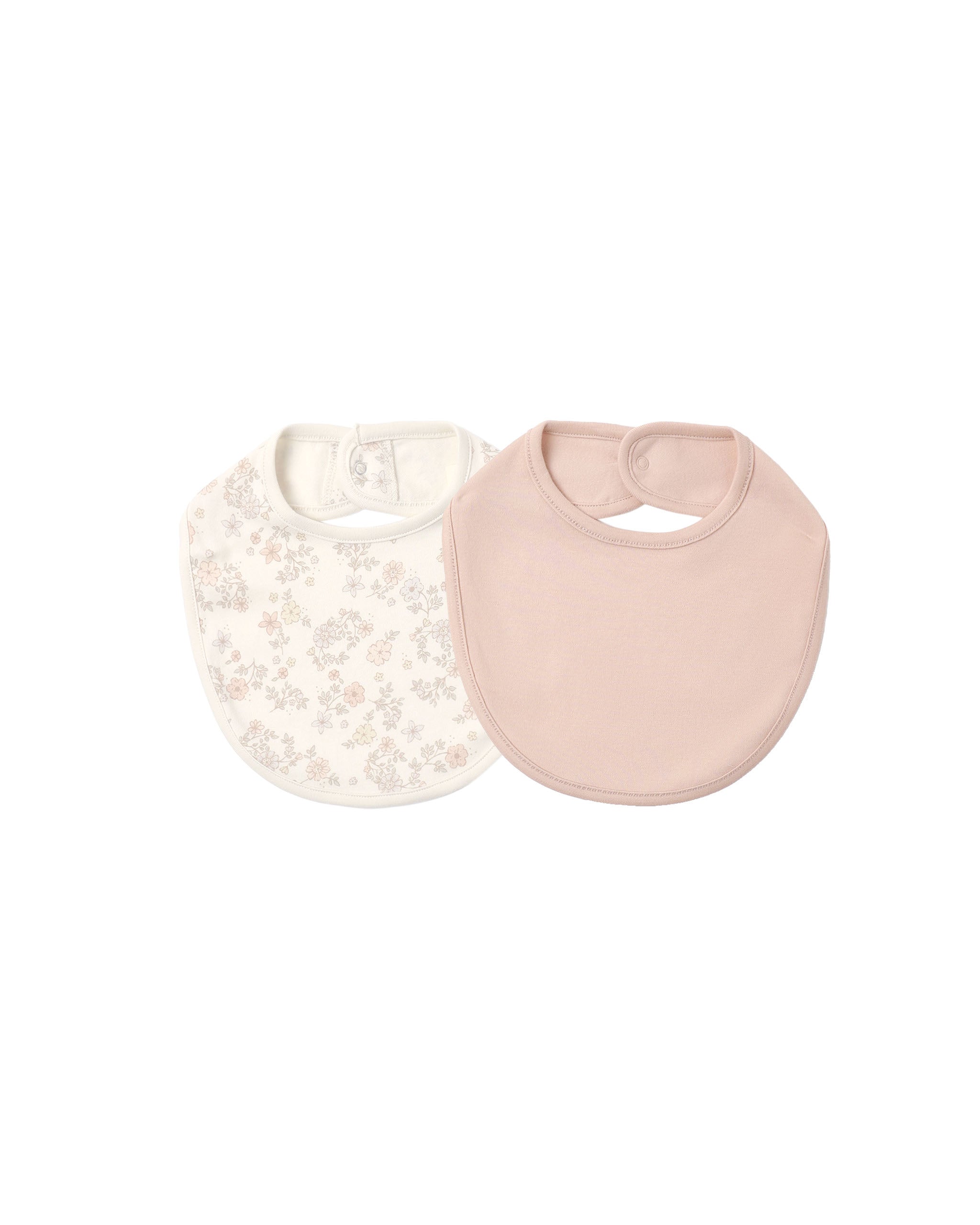 Quincy Mae Jersey Snap Bib, 2 Pack - Floral Vine, Dusty Rose