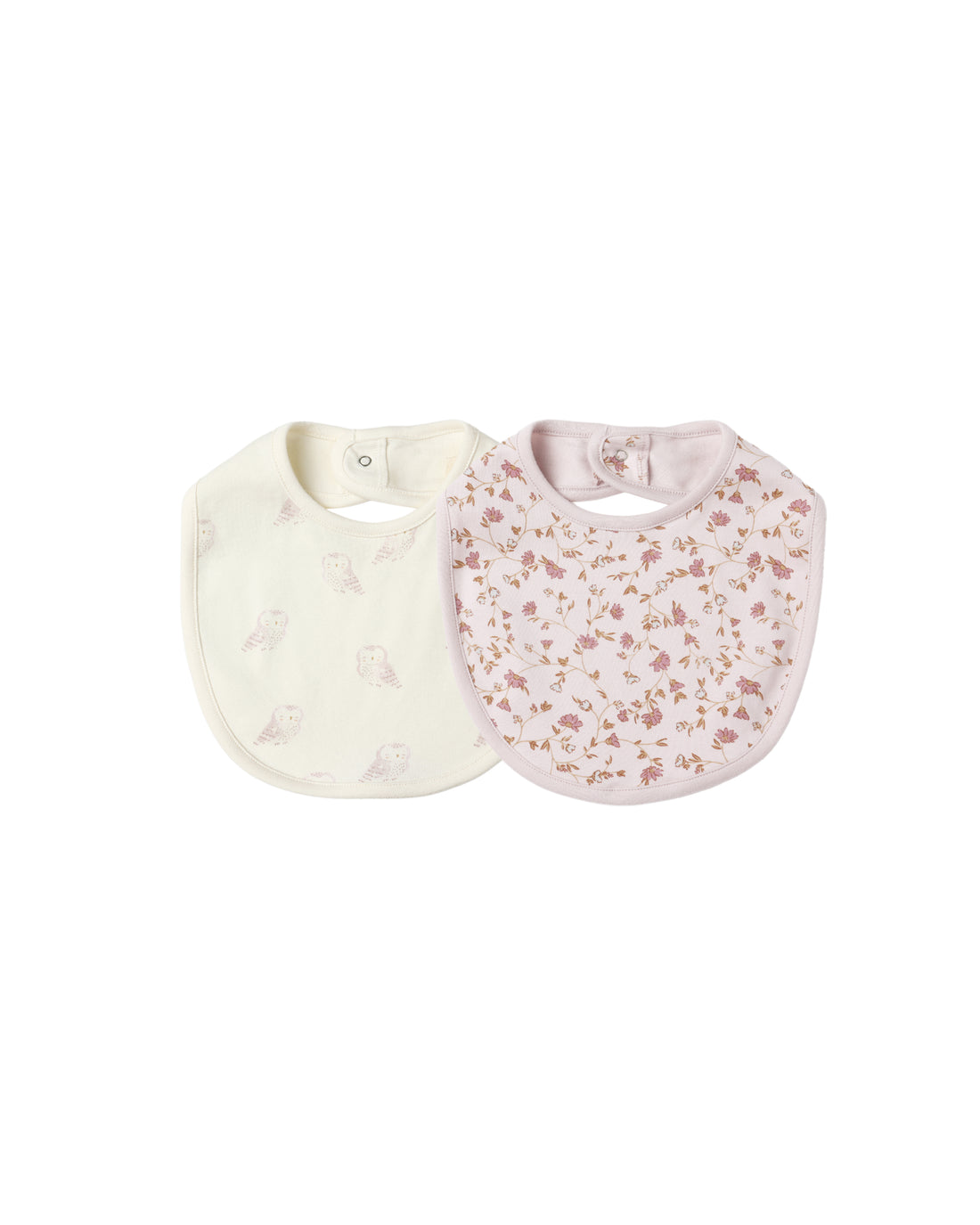 Quincy Mae Jersey Snap Bib, 2 Pack - Garden, Snow Owls