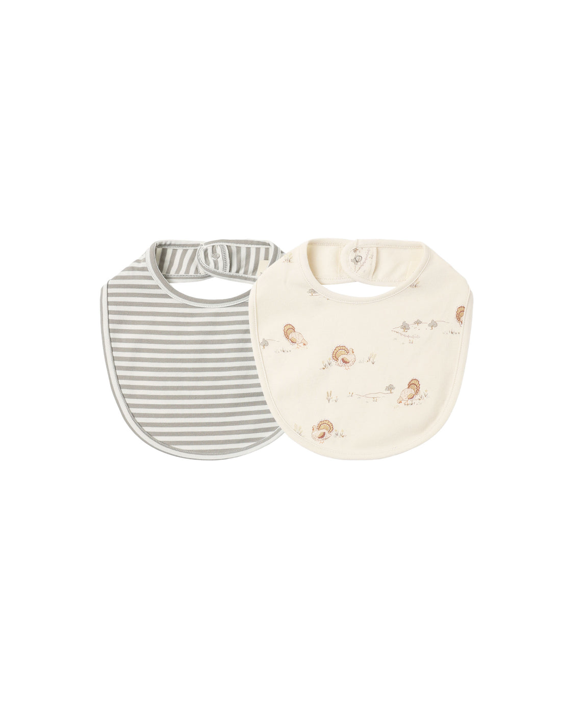 Quincy Mae Jersey Snap Bib, 2 Pack - Laurel Stripe, Turkey