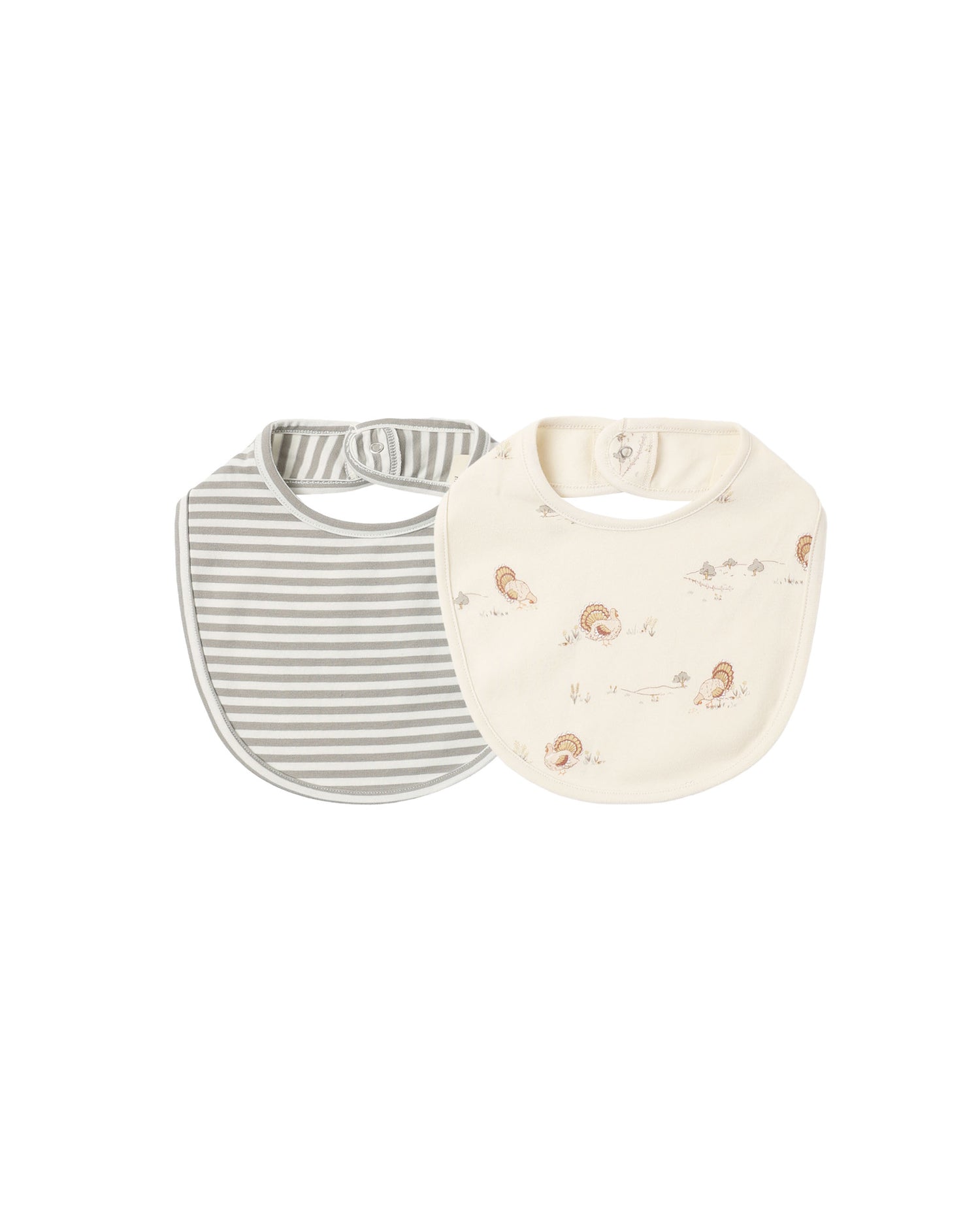 Quincy Mae Jersey Snap Bib, 2 Pack - Laurel Stripe, Turkey