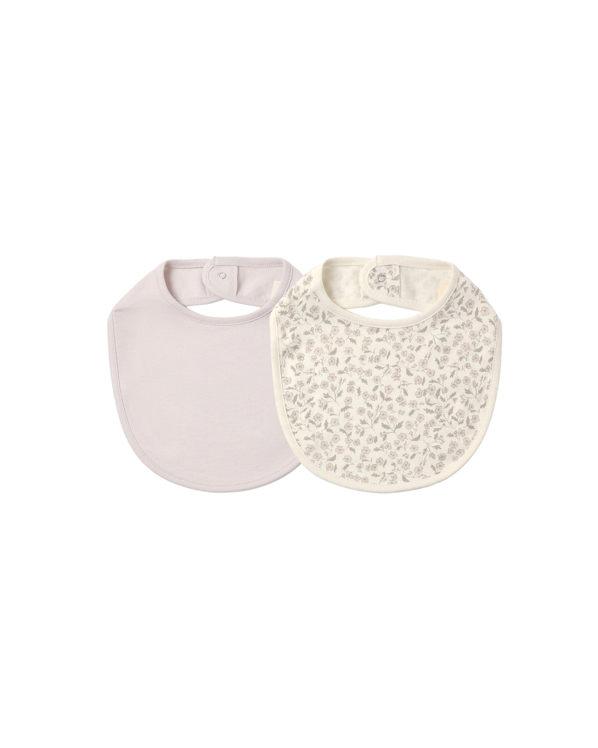 Quincy Mae Jersey Snap Bib, 2 Pack - Floret, Lilac Mist