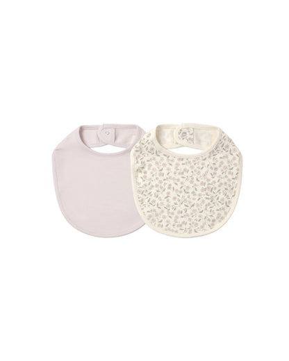Quincy Mae Jersey Snap Bib, 2 Pack - Floret, Lilac Mist