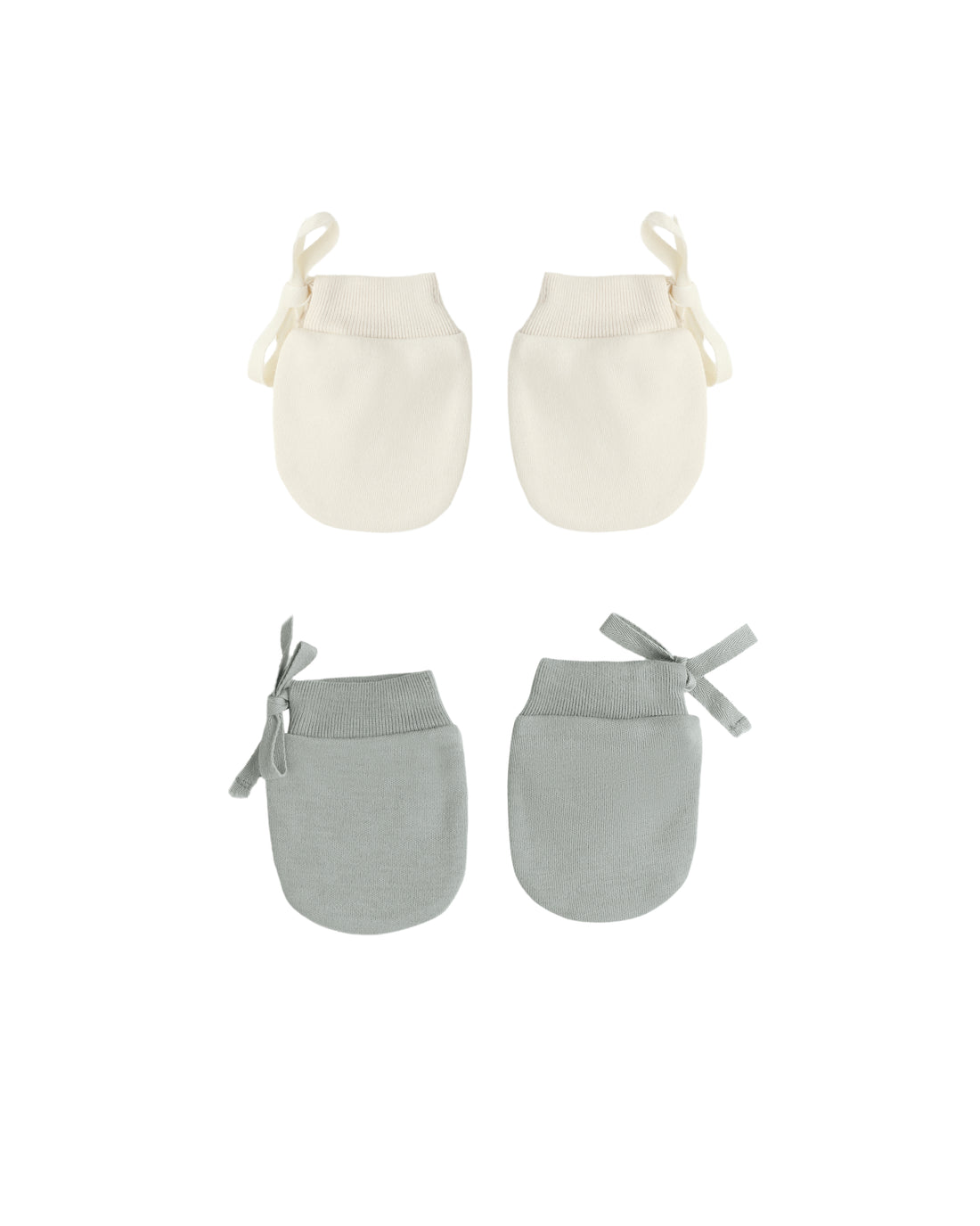 Quincy Mae No Scratch Mittens, Set Of 2 - Steel Blue, Natural