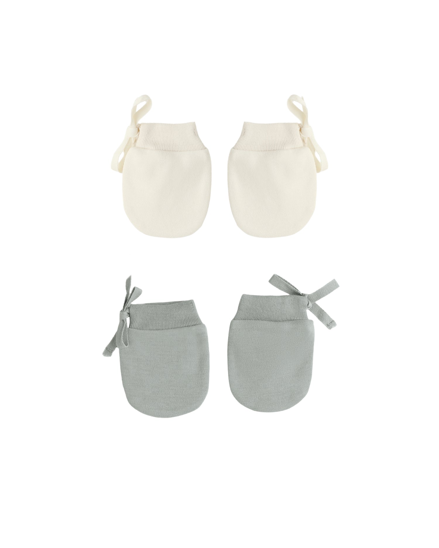 Quincy Mae No Scratch Mittens, Set Of 2 - Steel Blue, Natural