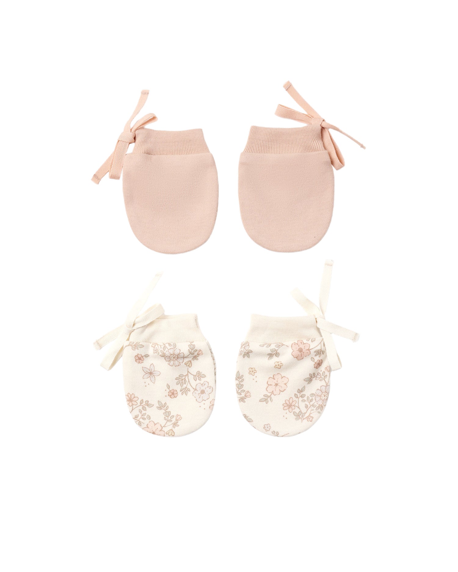 Quincy Mae No Scratch Mittens, Set Of 2 - Floral Vine, Dusty Rose