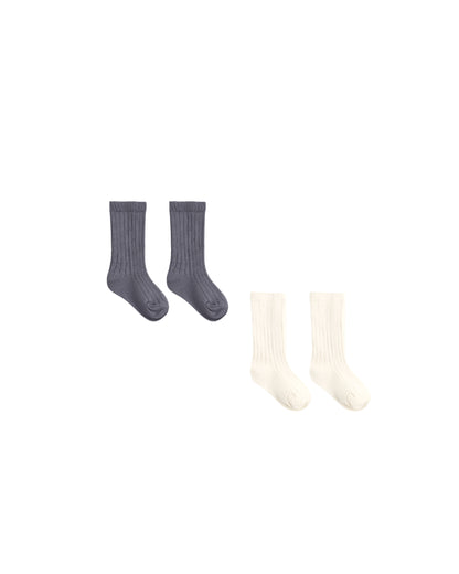 Quincy Mae Socks Set - Midnight, Ivory