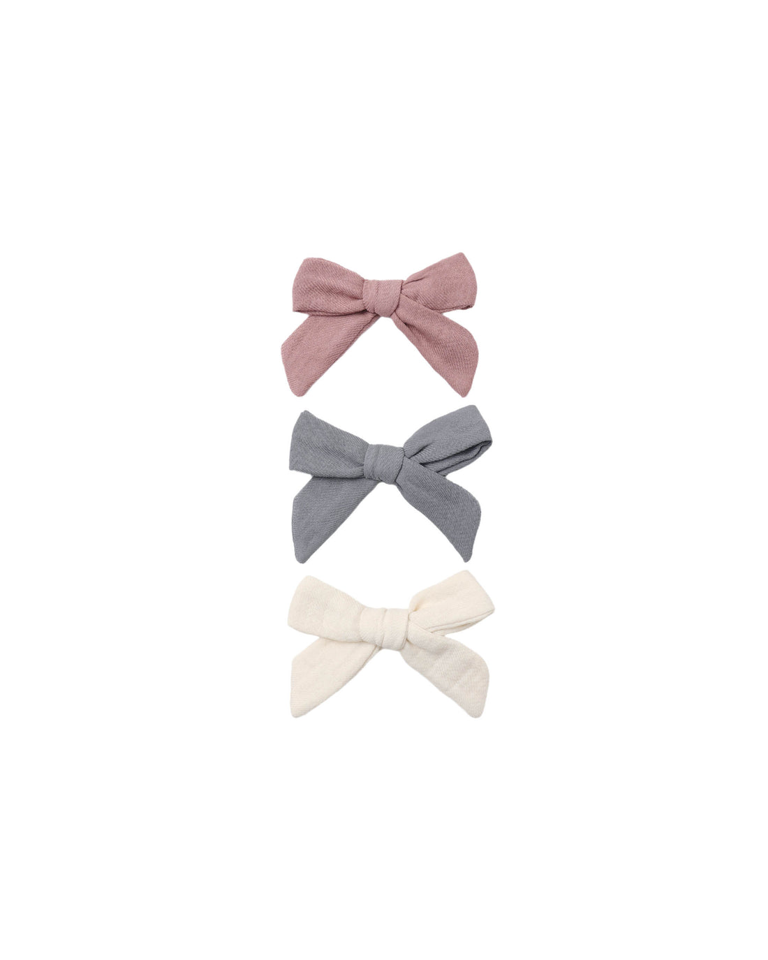 Quincy Mae Bow W. Clip, Set Of 3 - Mulberry, Slate, Natural