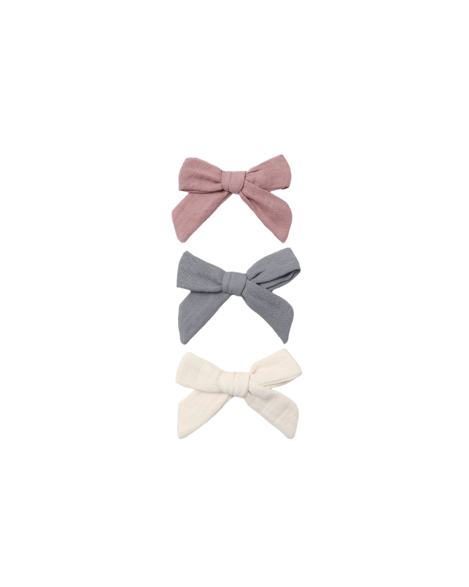 Quincy Mae Bow W. Clip, Set Of 3 - Mulberry, Slate, Natural