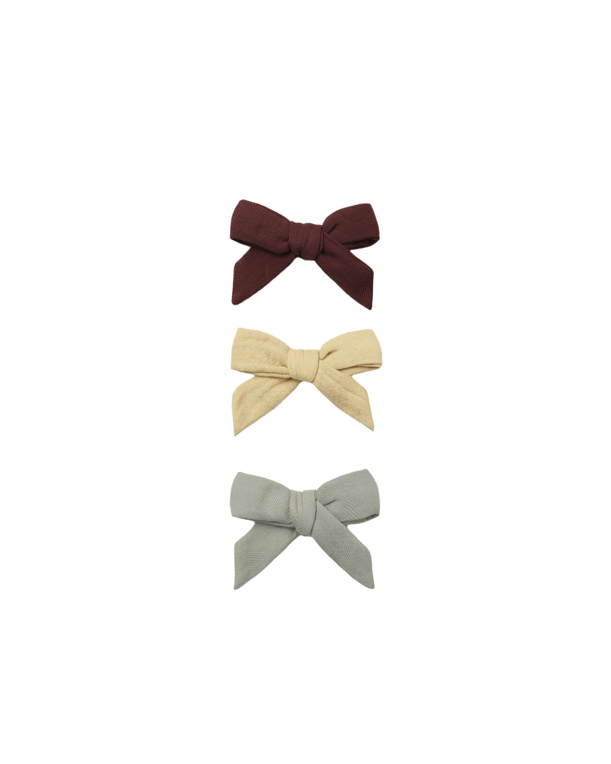 Quincy Mae Bow With Clip, Set Of 3, Black Cherry, Butterscotth, Laurel