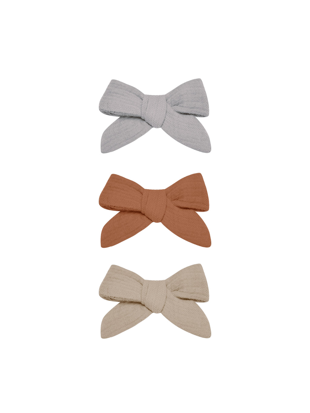 Quincy Mae Bow With Clip, Set Of 3 - Periwinkle, Clay, Oat