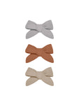 Quincy Mae Bow With Clip, Set Of 3 - Periwinkle, Clay, Oat