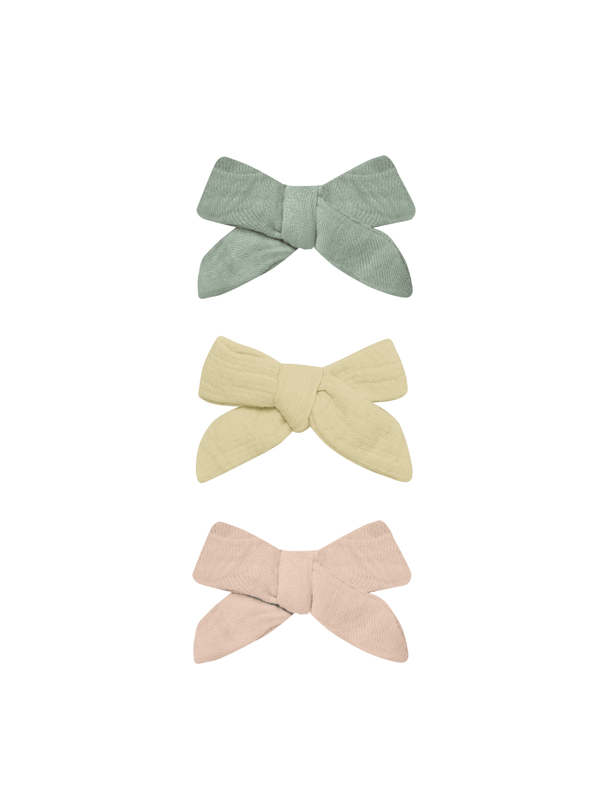 Quincy Mae Bow W. Clip, Set Of 3 - Sage, Yellow, Melon