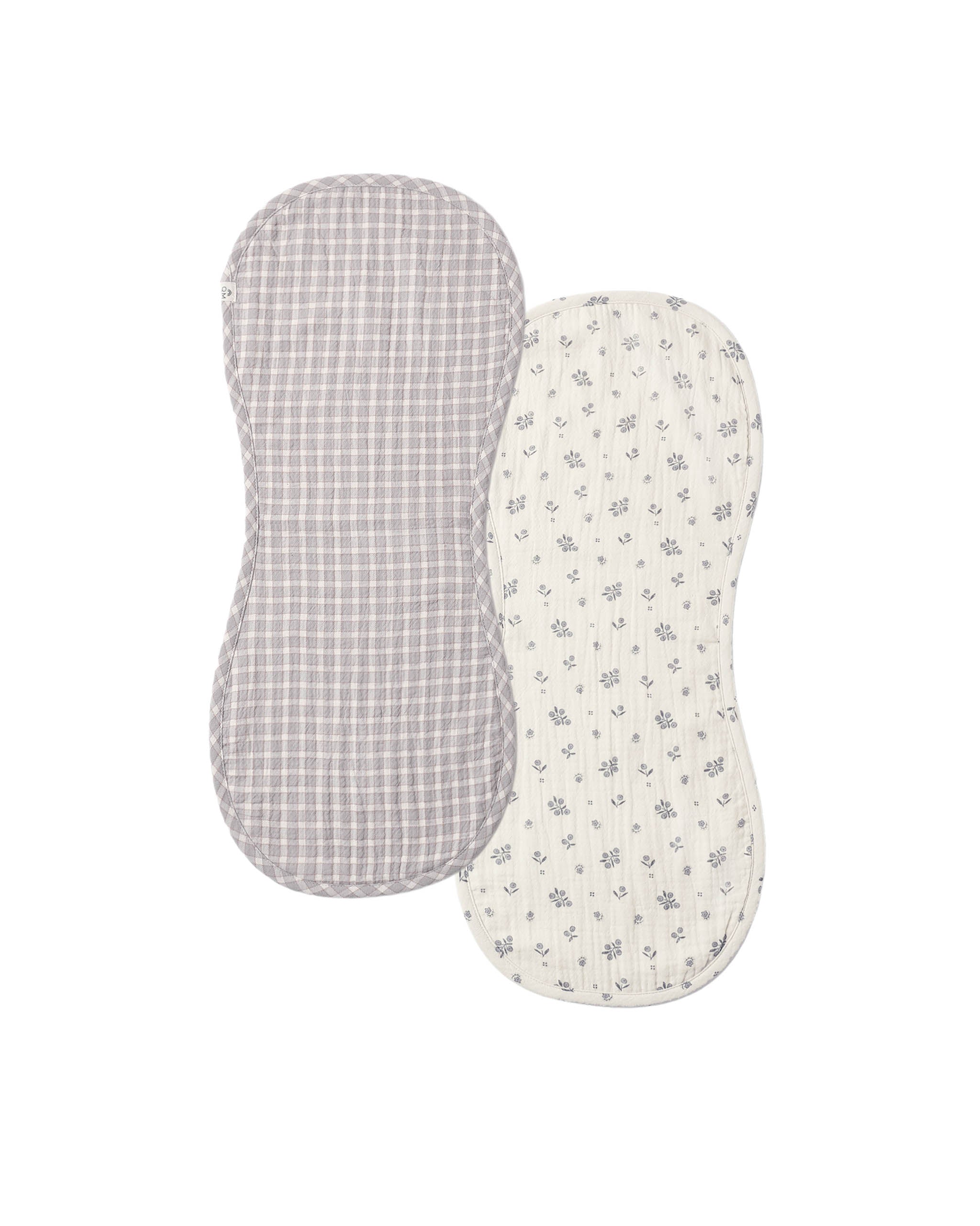 Quincy Mae Burp Cloth, 2 Pack - Winter Berry, Blue Gingham