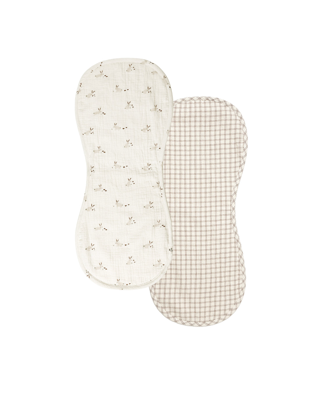 Quincy Mae Burp Cloth, 2 Pack - Bunnies, Cedar Check