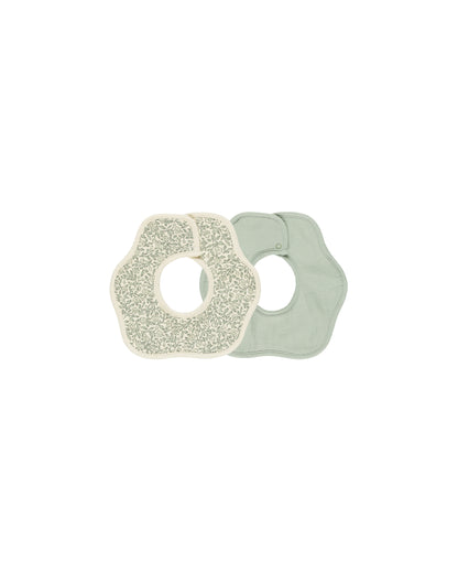 Quincy Mae Flower Bib, 2 Pack - Green Garden, Sage