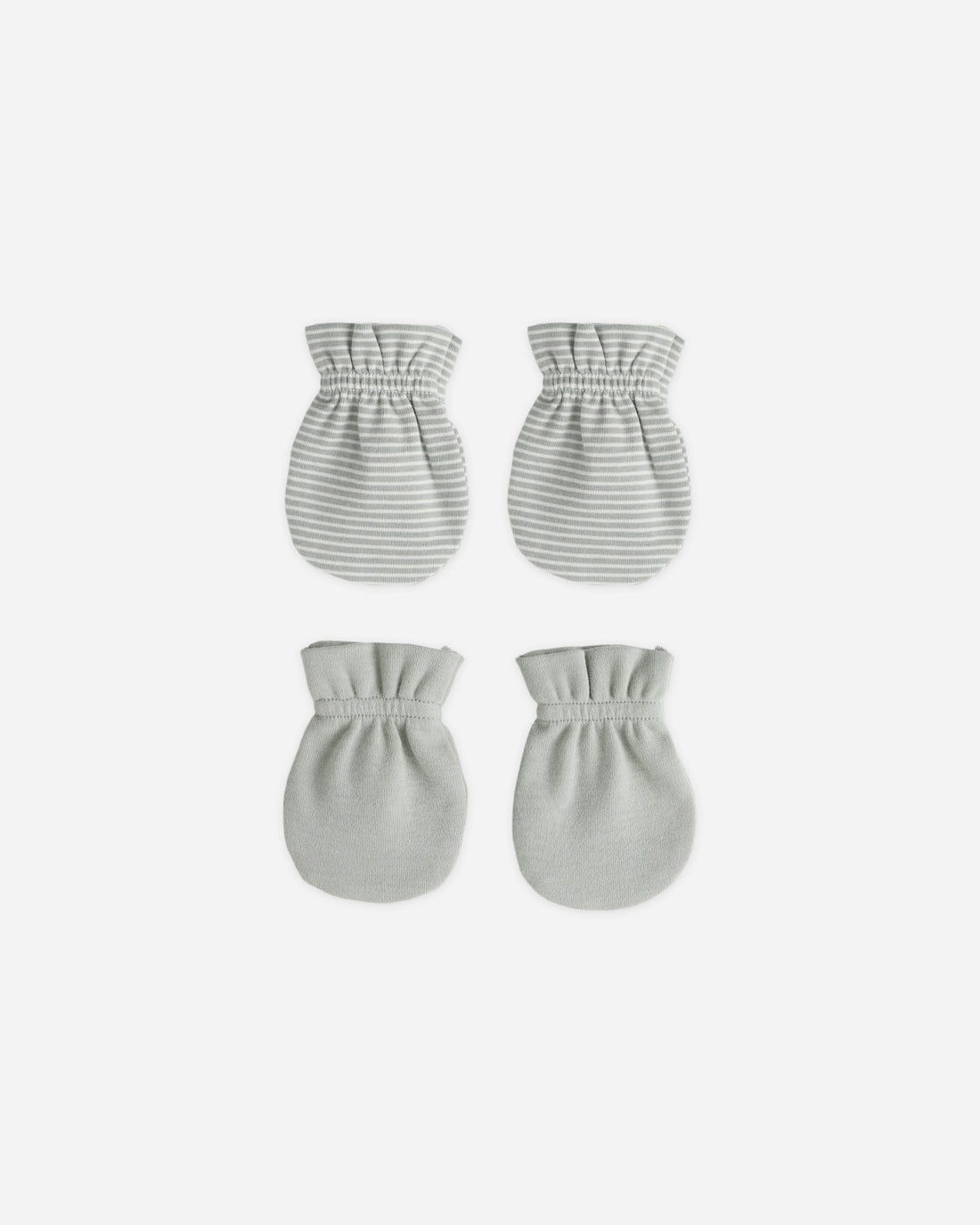 Quincy Mae No Scratch Mittens Set - Sage Micro Stripe, Sage
