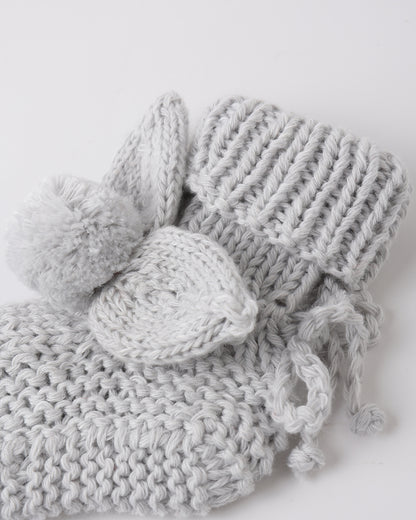 Quincy Mae Bunny Knit Booties - Heathered Sky