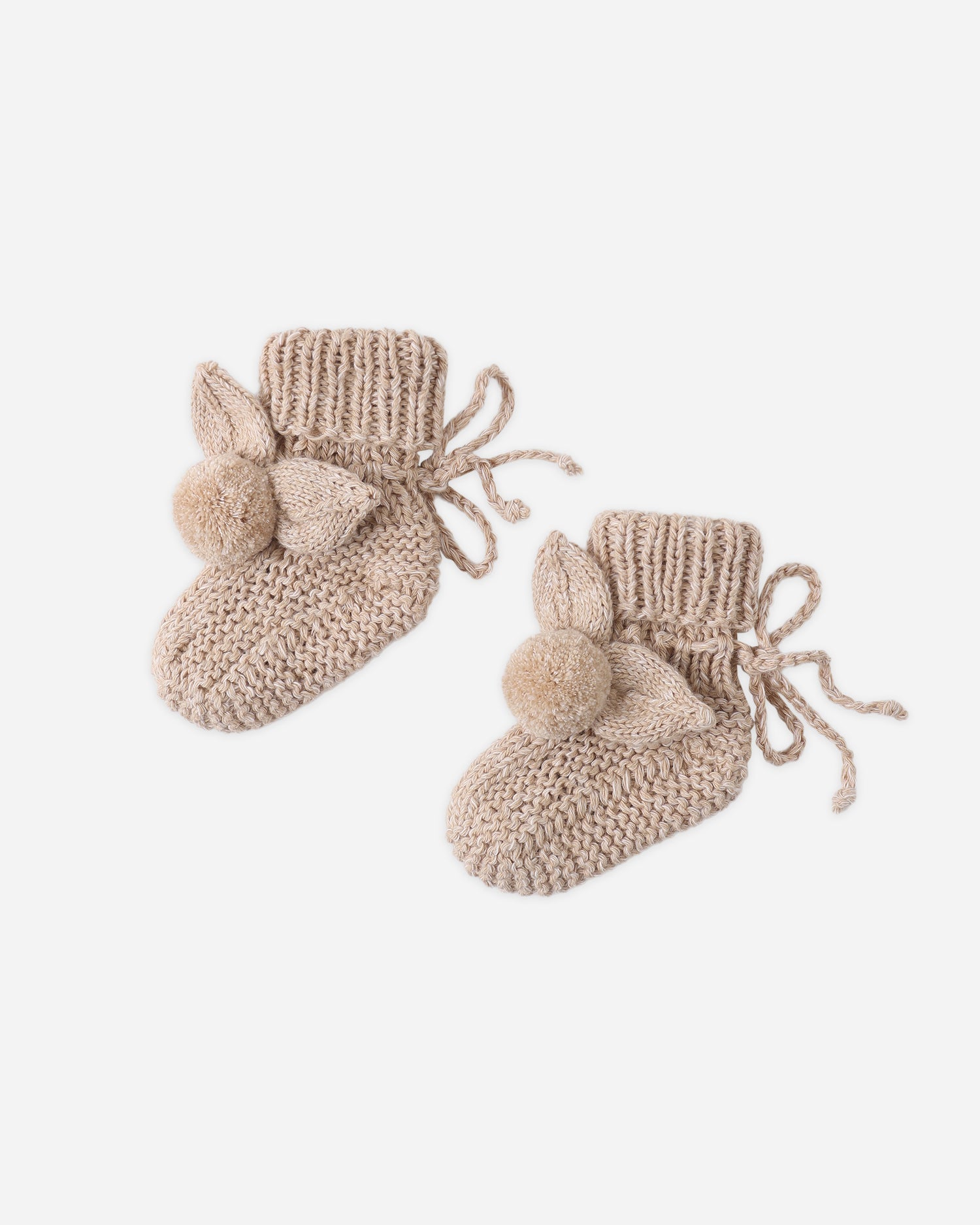 Quincy Mae Bunny Knit Booties - Heathered Latte