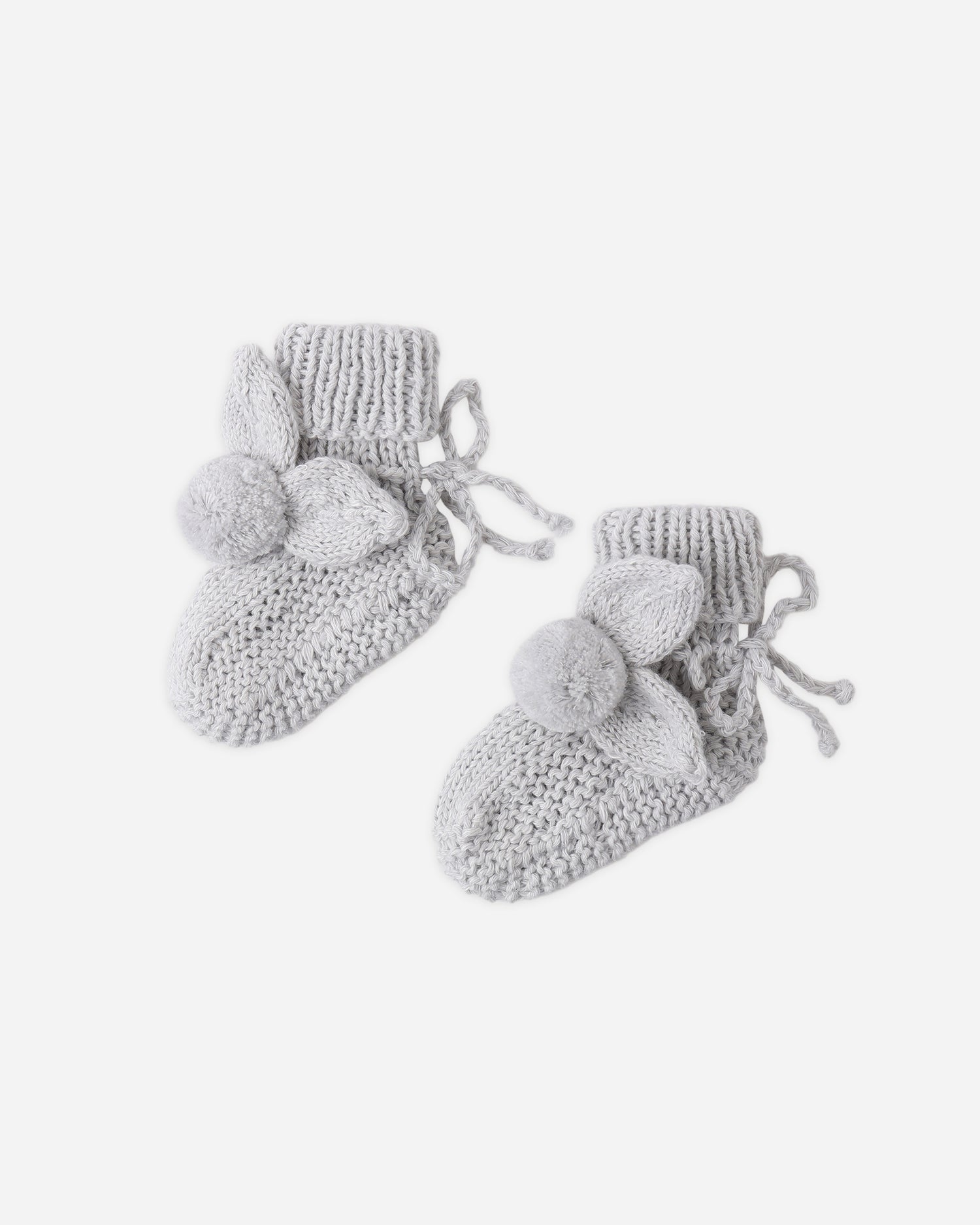 Quincy Mae Bunny Knit Booties - Heathered Sky