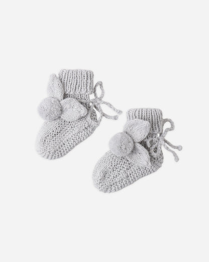 Quincy Mae Bunny Knit Booties - Heathered Sky