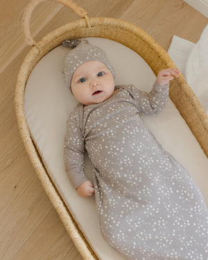 Quincy Mae Knotted Baby Gown + Hat Set - Fleur