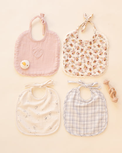 Quincy Mae Woven Tie Bib - Bloom