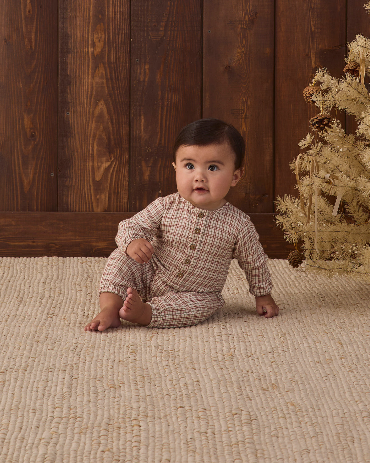 Quincy Mae Woven Jumpsuit - Christmas Plaid