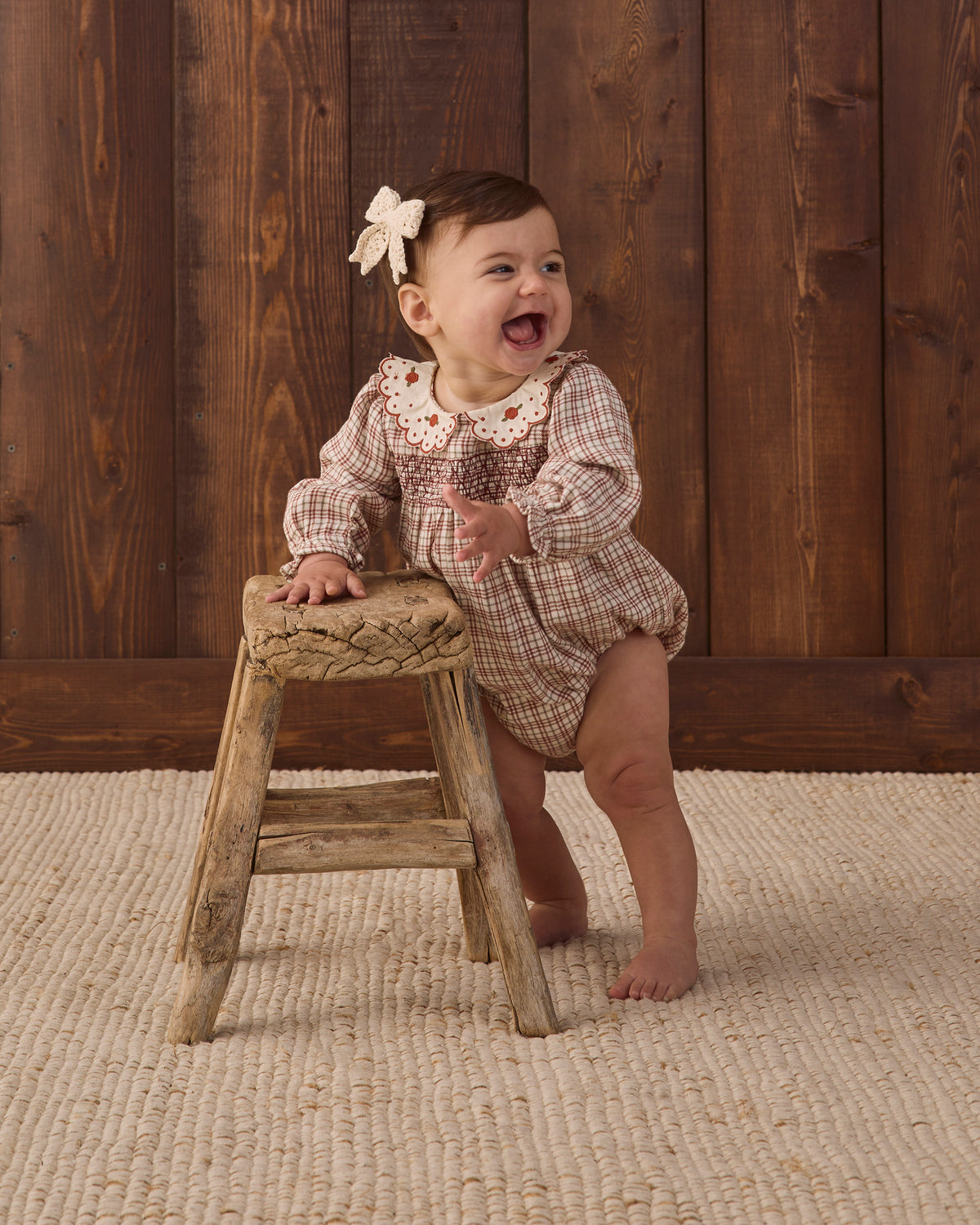 Quincy Mae Callie Romper - Christmas Plaid