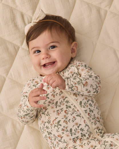 Quincy Mae Bamboo Zip Footie - Holiday Floral